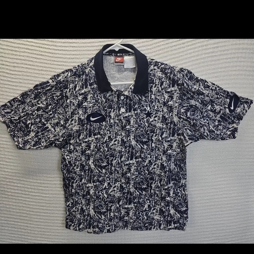 Vintage Dallas Cowboys Pro Line Nike Polo Single Stitch AllOver Rare Medium EUC